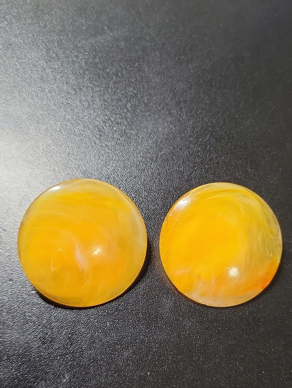 Vintage Yellow Resin Stud Earrings - Women's Jewelry